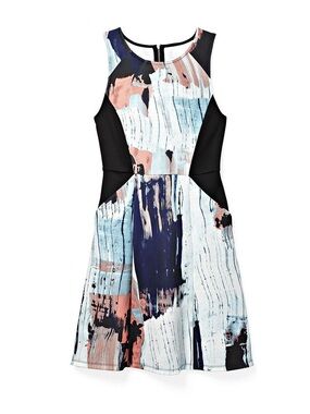 Target Abstract Watercolor Mini Dress with Black Panels